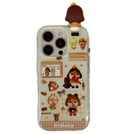 เคสโทรศัพท์มือถือลายการ์ตูนน่ารักแบบป้องกันสองชั้นสำหรับ iPhone 16 pro Max 15 pro 14 pro 13 พร้อมสาย