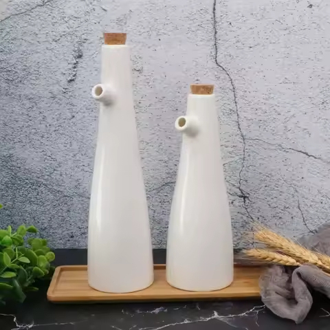 Ceramic Vinegar Porcelain Olive Oil Pot Soy Sauce Vinegar Bottle Seasoning Gravy Boats Kitchen Cooki