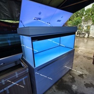aquarium kabinet 150x60x50 12/10mm full set tinggal masuk ikan saja