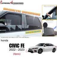 Magnetic Sunshade compatible for Honda Civic FE 2020 - 2024 Car Magnet Sunshade Kereta Sun Shade Civ