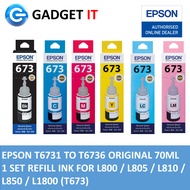 EPSON T6731 TO T6736 ORIGINAL 70ML  1 SET REFILL INK FOR L800 / L805 / L810 / L850 / L1800 (T673)