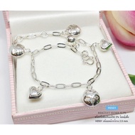 Real Silver Bracelet 92.5% Boat Chain Cute Heavy 1 Dimes (Thai Work) H0501