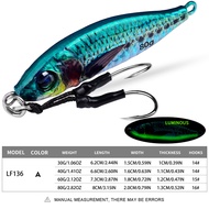 LF136 Umpan pancing Lure Metal jig double hook mancing casting jigging dasaran Glow in dark GID 40gr