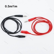50cm 100cm 1M Red Black Dual 4mm Banana to Alligator Clip test crocodile Cable lead Connector for Te