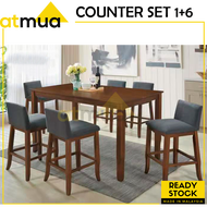 Atmua Furniture Ella Counter Set (1+6) Kitchen Island Meja Makan Tinggi (1 meja + 6 kerusi) Full Solid Rubber Wood
