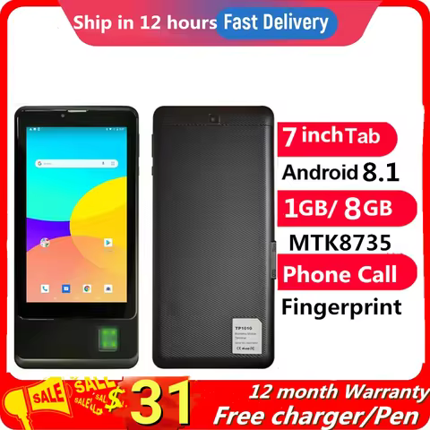 Big Sale 7 INCH MTK8735 Fingerprint Phone Call Tablet Android 8.1 GSM 1GB / 8GB Dual SIM IPS Screen 