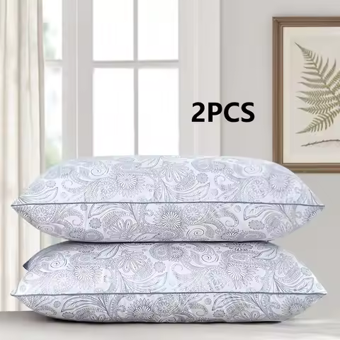 2PC High Quality Brushed Texture Patterned Sleep Pillow, Star Rated Hotel Grade Patterned Pillow Cor