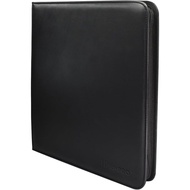 12 Pocket Zipper Binder PU Leather Black [ Holds 480 Cards ]