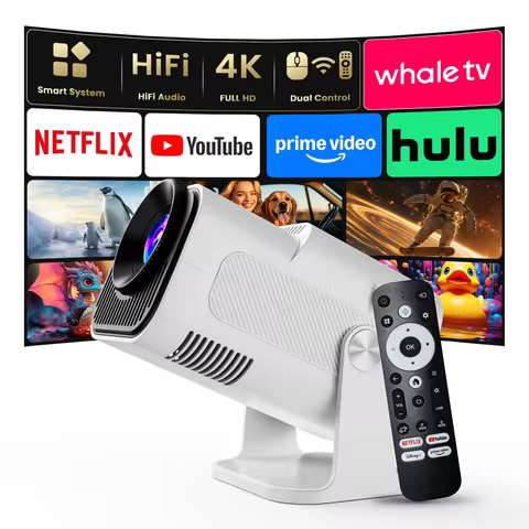 4K Smart Projector [Auto Screen Correction & 3D Audio & 1080p FHD Native Res] Built-in Genuine TV OS