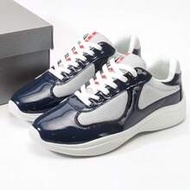 2026 New *1PRADA America's Cup Patent Leather Lace-Up Fashionable Durable Low-Top Versatile Sports C