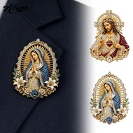 AT| Sacred Heart Of Jesus Brooch, Enamel Religious Pin For Confirmation, Secure Safety Buckle Design