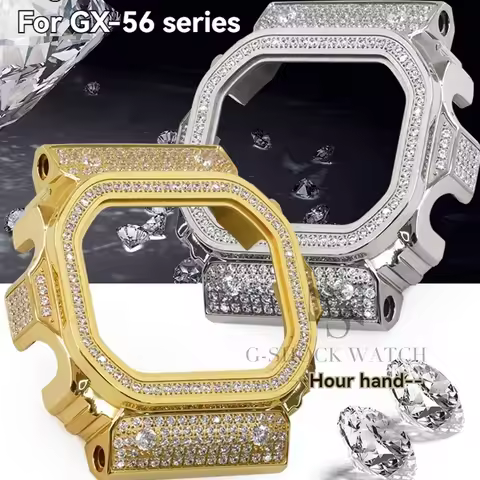 For Casio Giant G Case Block GX-56 GX-56BB GXW-56 GXW-56BB Metal Diamond Case & Strap Metal GX56 Wat