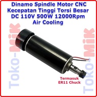 MESIN Dynamo Spindle Motor CNC Machine Router Engraving DC 110V 500W 12000 Rpm Air Cooled Fan Coolin