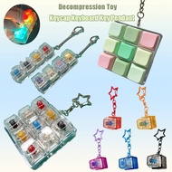 Clicky Fidget Keychain 4 or 9 Keys Keyboard Keycap Keychain Stress Relief Toy for Anxiety Decompress