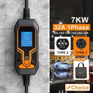 7KW 32A EV Portable Charger Type2 EVSE Charging Box Electric Car Charger CEE Plug Electric Vehicle C