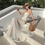 Stylish Seaside Set: Long Gauzy Skirt & Sequin Tube Top