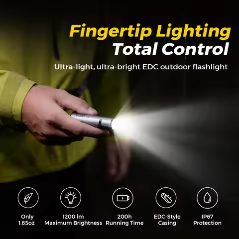 FLEXTAIL ZERO FLASHLIGHT - 1200 Lumens EDC Flashlight, 7 Light Modes with Replaceable and Rechargeab
