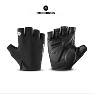 HITAM Rockbros S106 Bike Glove Half Finger - Bicycle Gloves - Black