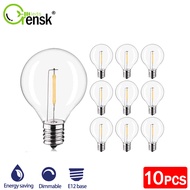 10 Packs DC3V Plastic LED Bulb 1W G40 E12 Shatterproof String Light Replacement Bulbs Retro Warm Whi