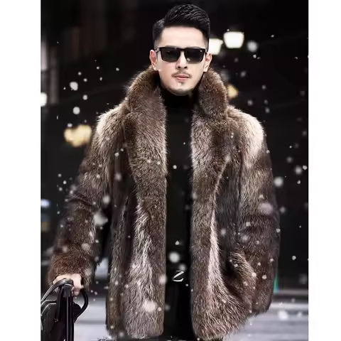 Men's fur coat mink coat Medium length fur fox fur thickened to keep warm in winter JJ999