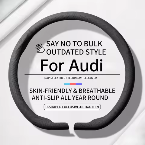 For Audi Ultra‑Thin Steering Wheel Cover Perforated Fit A3 8V 8Y A4 B8 B9 A6 C7 C8 4K8 D4 D5 Q3 F3 Q