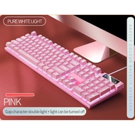 Cute Pink Purple Keyboard White Backlight K500