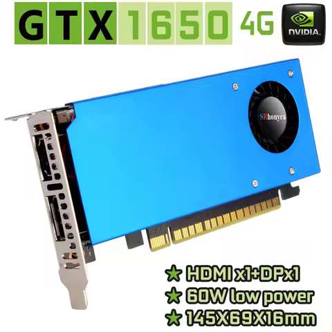 SRhonyra Geforce GTX 1650 4GB Low Profile Graphics Card GDDR5 PCIe 3.0 X16 128 Bits SFF GPU HDMI +DP