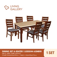 Living Gallery Dining Set 6-Seater  Modern & Stylish Table & Chair  Solid Rubberwood  LGDS045-6S MB1