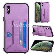 5 colors Card Slots Leather case with bracket for iPhone 10/XS MAX/XR/7P/8P