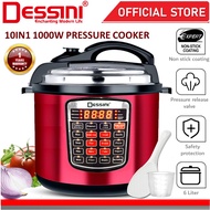 ✩DESSINI ITALY 10IN1 Electric Digital Pressure Cooker Non-stick Stainless Steel Inner Pot Rice Cooker Steamer (6L)❋