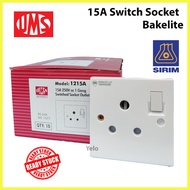 UMS 15A Switch Socket 250V AC 1 Gang Switched Socket Outlet Heavy Duty Socket 1215A