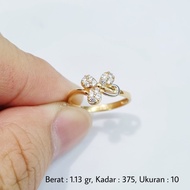 1.13 gr - Cincin Emas Bunga Ukuran Ring Size 10 Kadar 375 (8K) - L1