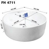 Blue diamond อ่างล้างหน้า วางเคาน์เตอร์ เซรามิค FH 4711 ทรงกลม FH 4722 ทรงจัตตุรัส