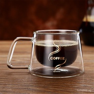 Double Walled Glass Coffee Mug with Handle Glass cup 200ml 5F4U