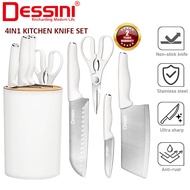 DESSINI 4 In 1 Kitchen Knife Set Stainless Steel Chef Knife Chopper Fruit Knife Scissor Knife Holder
