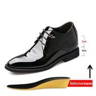3/6/8 cm Elevator Men Dress Shoes Patent Leather Men Formal Shoes