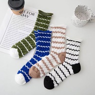 TL28 Women's socks with embossed striped neckline pattern