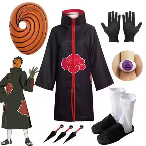 Bandai Anime NarutoUchiha Uchiha Obito Akatsuki Organization Clothes Cosplay Jacket Shoes Mask Jade