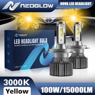 2Pcs Neoglow Lampu Kabut Nova 100W 15000Lumens 3000K Warna Kuning Dengan Garansi 1 Tahun, Lampu Depa