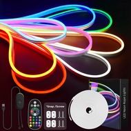cod USB RGB LED Neon Light Strip 10m 5V 72LEDs/m Silicone Bluetooth Rope with Remote APP Music Sync 