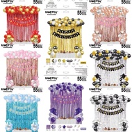 55Pcs Birthday Party Decoration Set – Includes Balloons, Foil Curtain, and Happy Birthday Banner