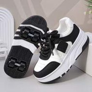 Kids Roller Skate Shoes With 4 Wheels, Detachable Wheeled Sneakers, Lace-Up Heelys Roller Shoes, Fas