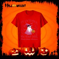 [Cod] Halloween Breast Cancer Awareness T-Shirt - In October We Wear Pink Ghost Witch Design For Wom