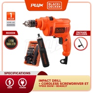 [BUNDLE] BLACK &amp; DECKER TP555-XD 550W 10MM Corded Impact Drill COMBO BD40K27 Cordless Smart Screwdriver( TP555 + BD40)