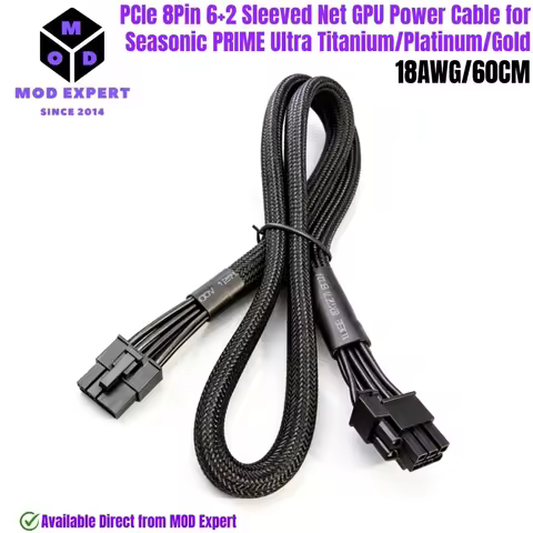 6+2 PCI-E 8Pin Sleeved Net, GPU Power Cable for Seasonic PRIME Ultra Titanium/Platinum/Gold 1300W, 1