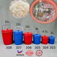 3L ~ 35L Rice Bucket Cooler Box Ice Bucket Bekas Nasi Flask Nasi Hot & Cold Food container with lid