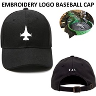EMBROIDERY SULAM F-16 FIGHTING FALCON FIGHTER JET SILHOUETTE 100% POLYESTER BLACK ADJUSTABLE BASEBAL