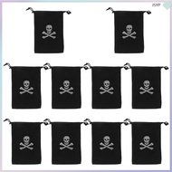 junshaoyipin 10 Pcs Pirate Drawstring Bag Halloween Party Favors Candy Gift Mesh Bags Skull Jewelry Christmas Gold Pouch