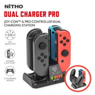 NiTHO Dual Charger Pro Nintendo Switch Joy-Con Charger And Pro Controller Charging Dock 5 in 1 USB Charger for 4 Joycon Controller/Pro Controller Charge Station with LED Indicator Black
