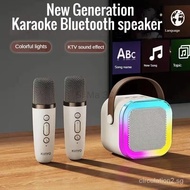 NEW Bluetooth Wireless Karaoke Speaker with Wireless Mic K12 High-end Professional Family Singing KTV Audio Outdoor Card Subwoofer Speaker with Mini Microphone